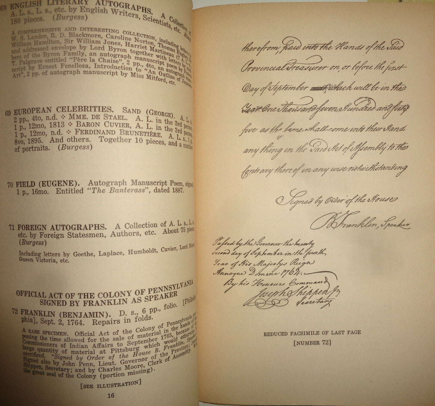 Americana and historical autographs. - 1931 - Sale No. 3896. Anderson Galleries
