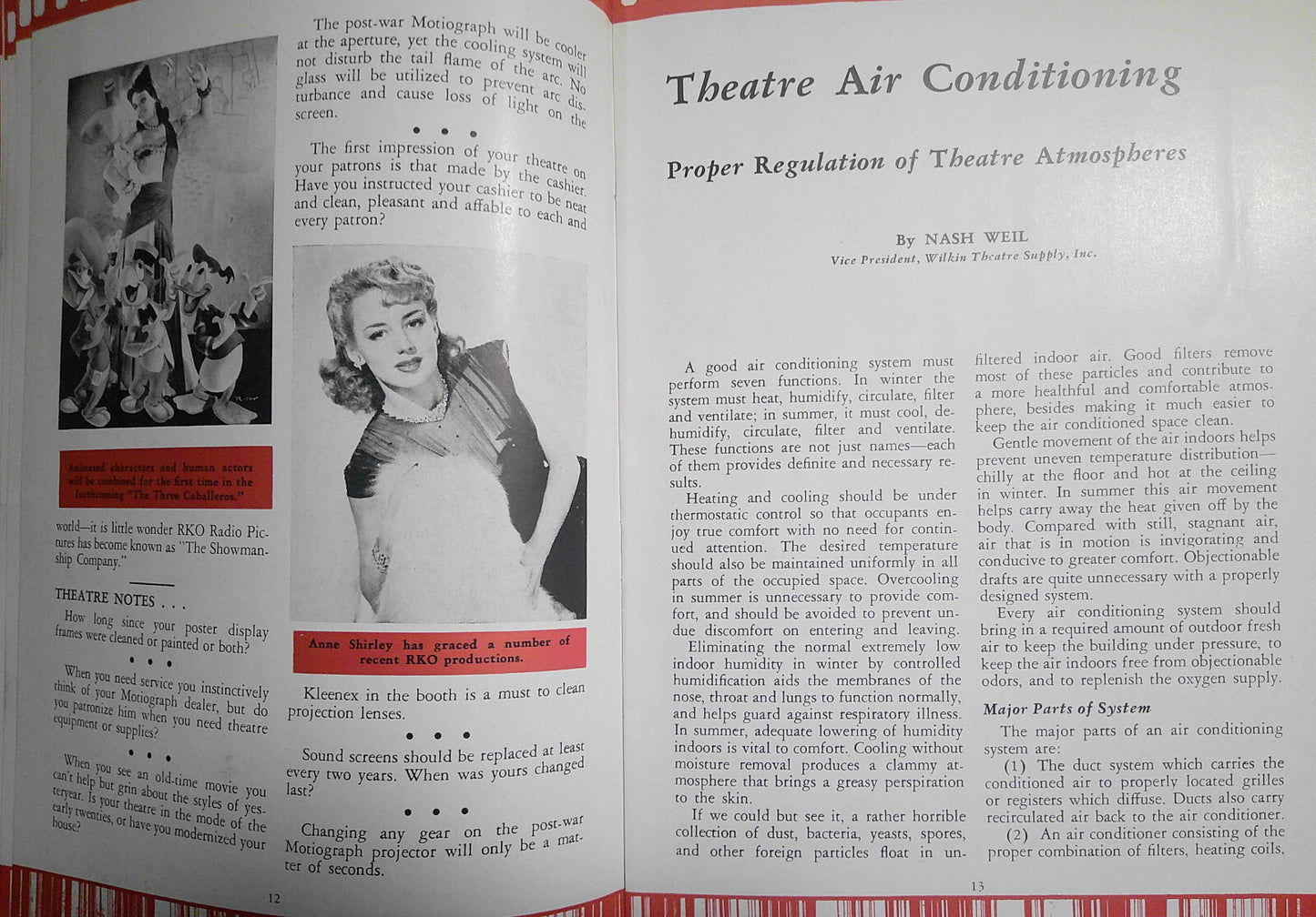 The Sound Track, Vol. 3, No. 6, 1944 - by RKO Motiograph. Air Conditioning issue