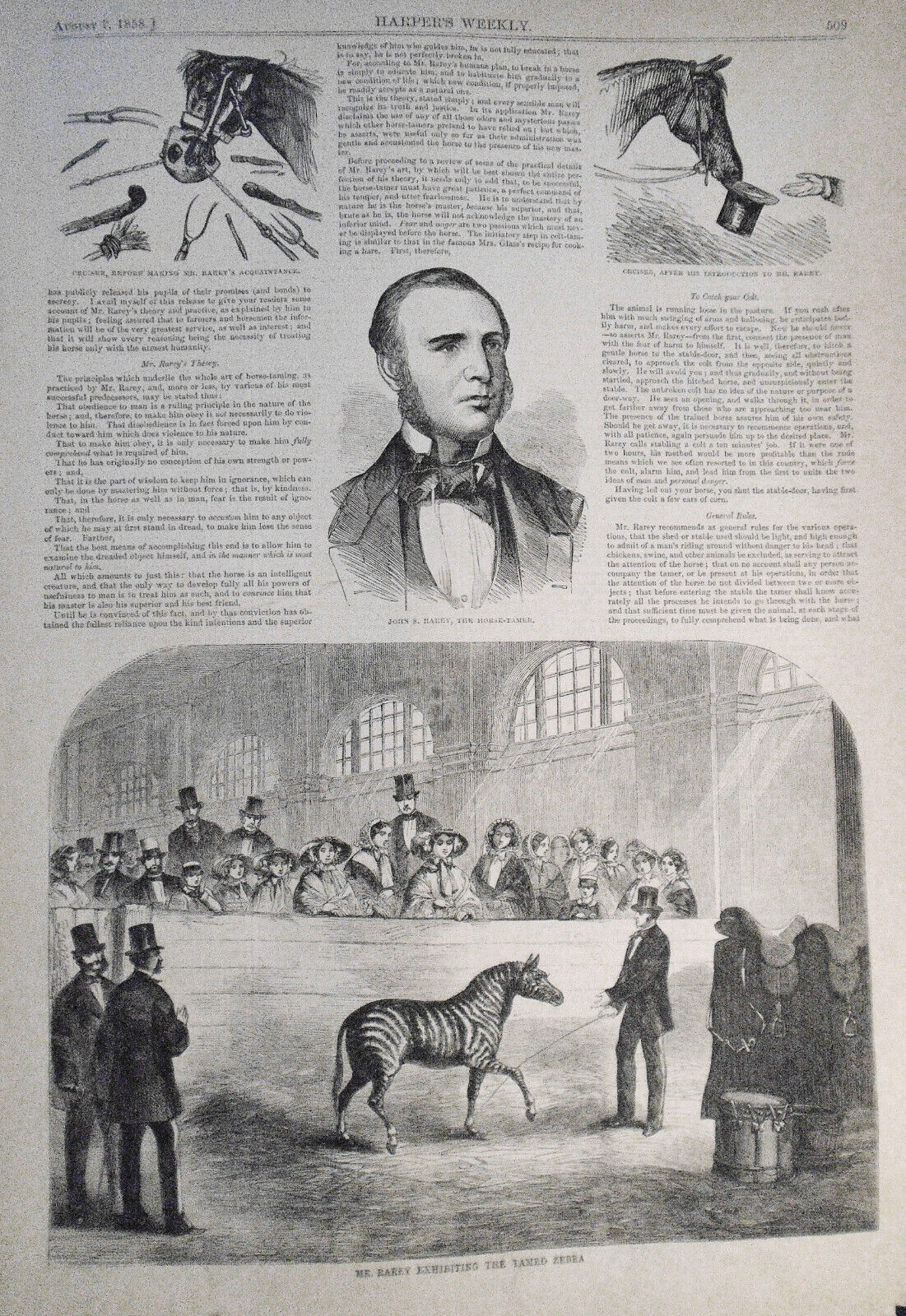 Harper's Weekly, August  7,  1858 - Massacre of Christians; Horse-Tamer,  etc.