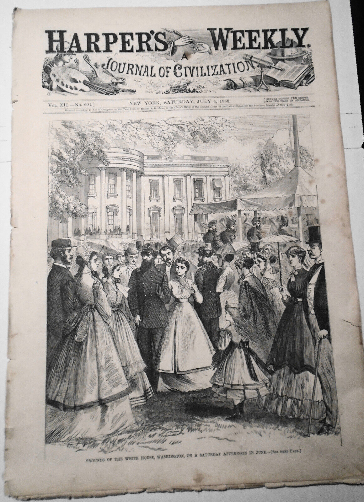 Harper's Weekly July 4, 1868 Original - West Point Cadet Life; NY Yacht Club etc