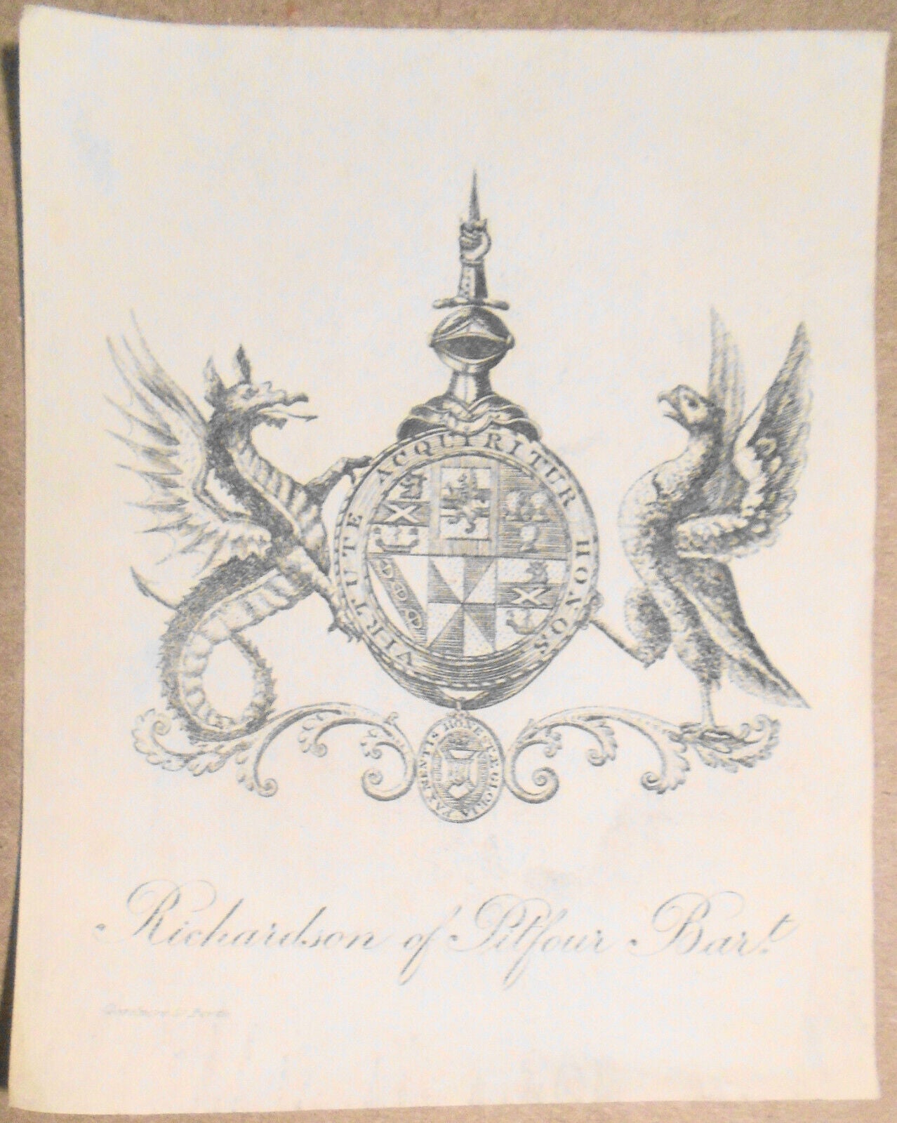 Richardson of Pitfour, Bart. - Ex Libris Bookplate