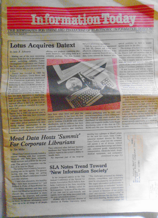 Information Today, July/Aug 1987 - for users of Electronic Information services