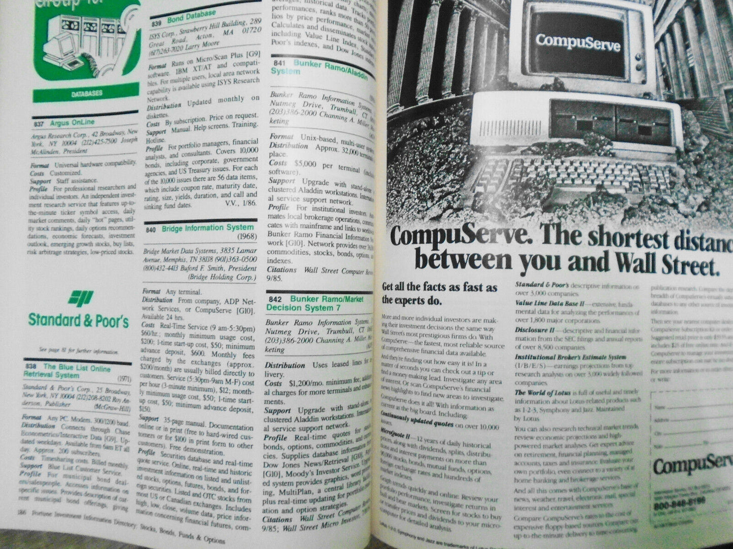 Fortune Investment Information Directory: Stocks, Bonds, Funds, and Options 1986