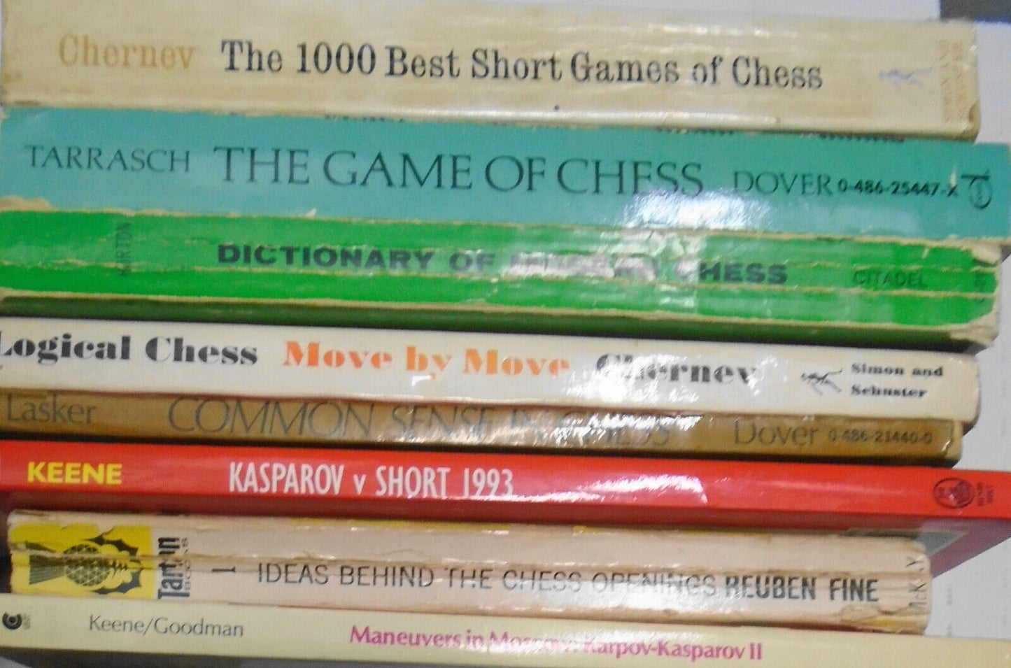8 Chess books lot - classics and Kasparov books. Lasker, Fine, Tarrasch, et al