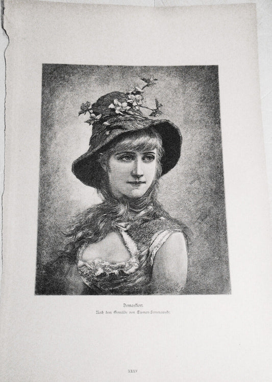 Demaskiert, von Emile Eisman-Semenowsky  --  1886  -  Original antique print
