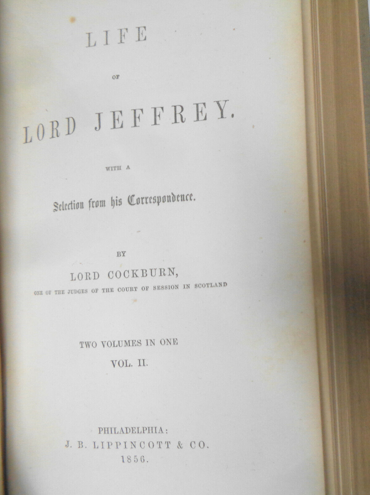 1856 Life of Lord Jeffrey with selection from his correspondence - Lord Cockburn