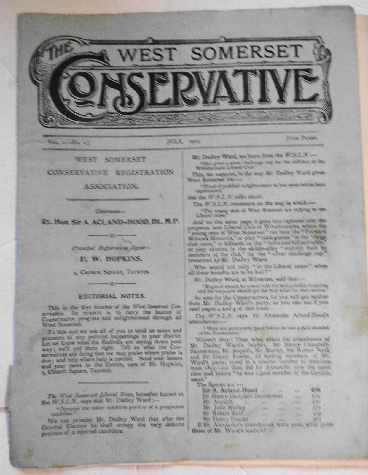1905 West Somerset Liberal vs. Conservative dueling Publications July '05