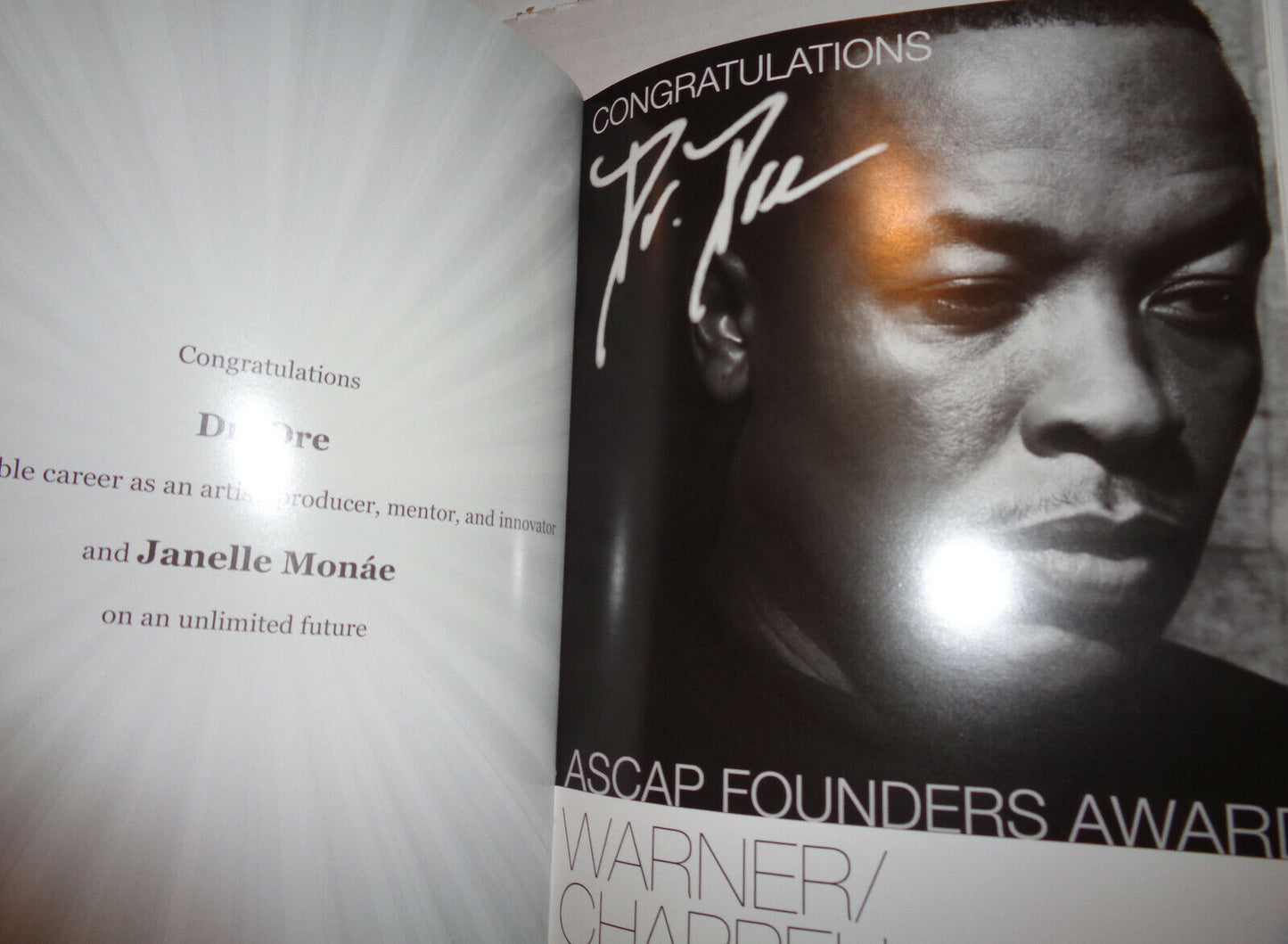 2010 ASCAP Rhythm & Soul Music Awards - Souvenir Program - Dr Dre, Janelle Monae