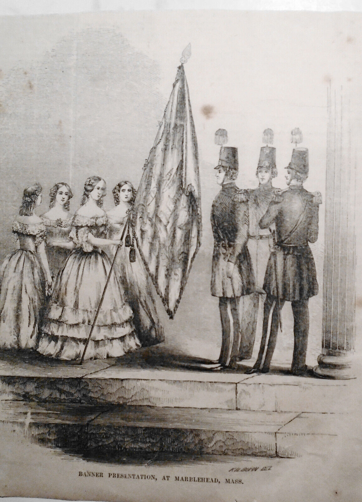 "Banner Presentation, At Marblehead, Mass" - 1853 Gleason's Pictorial.