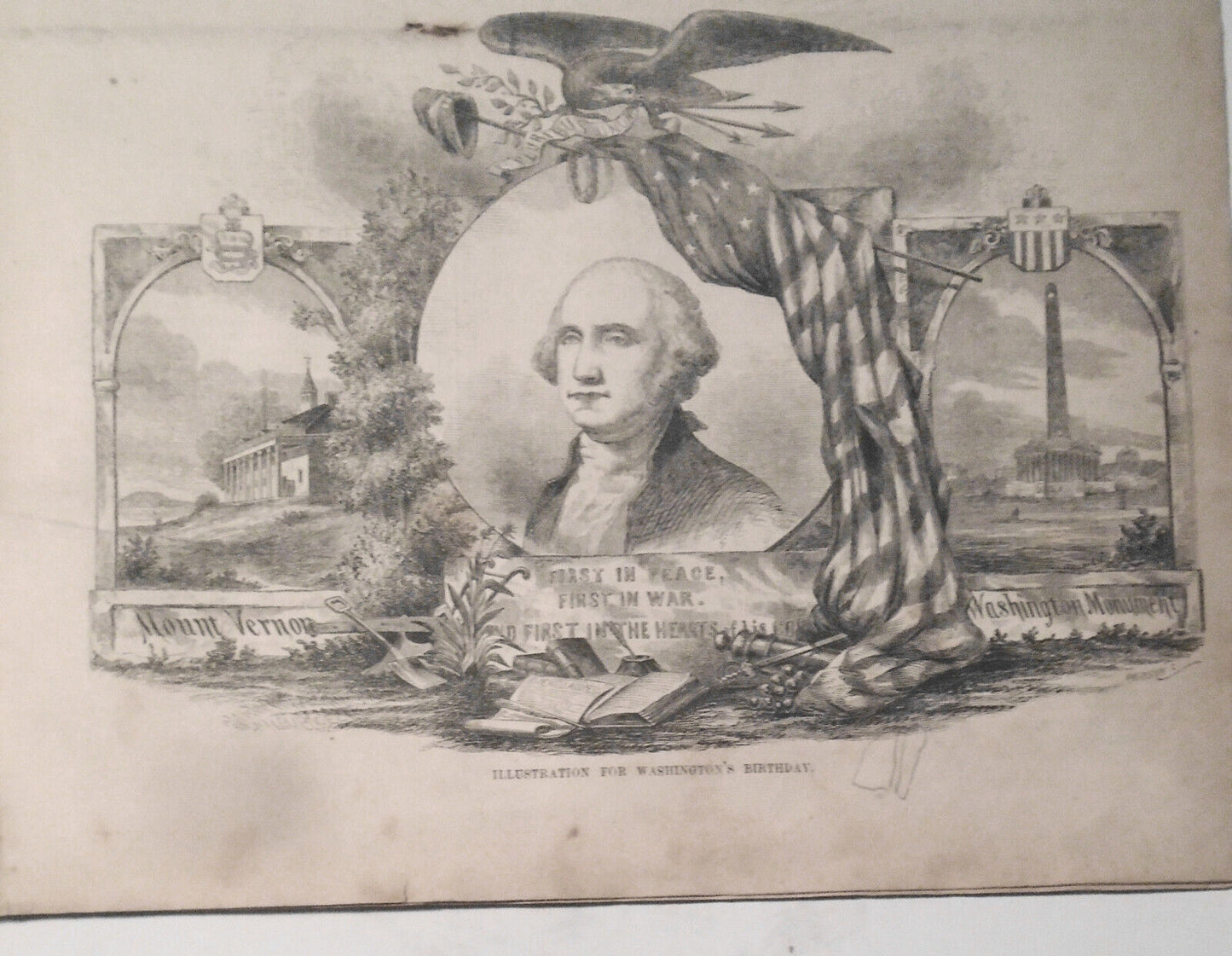 Gleason's Pictorial February 25, 1854 - George Washington; Portrait of Lafayette