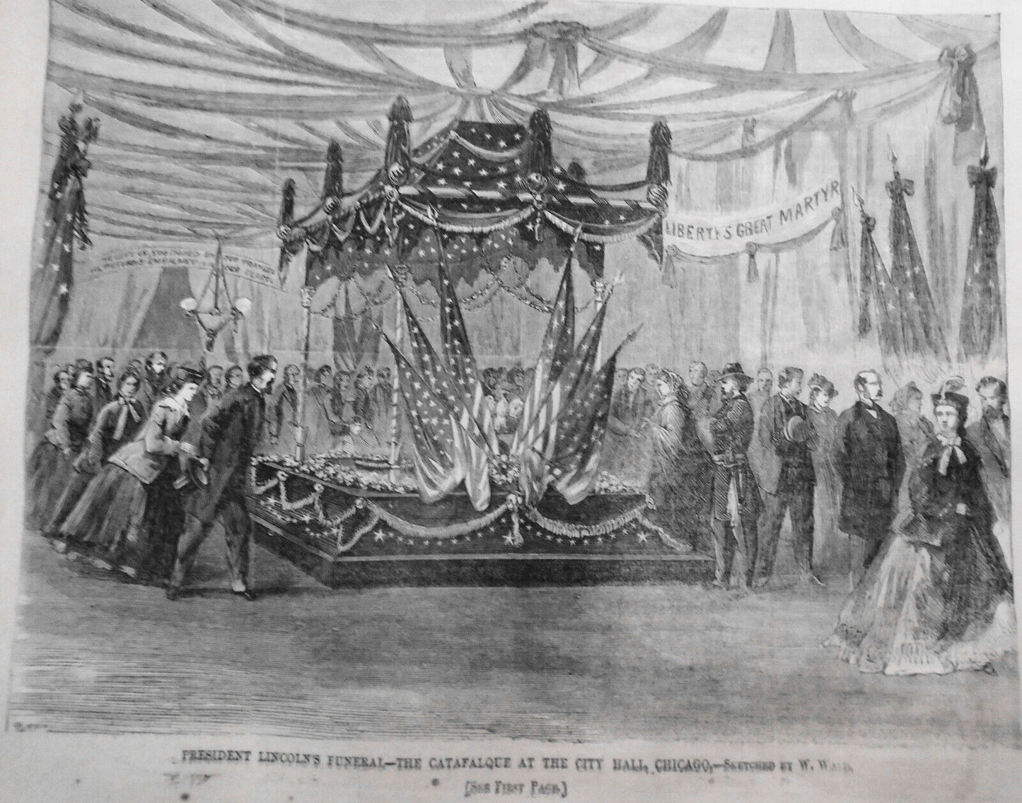 President Lincoln's Funeral - 2 prints   - Harper's Weekly May 20, 1865 original