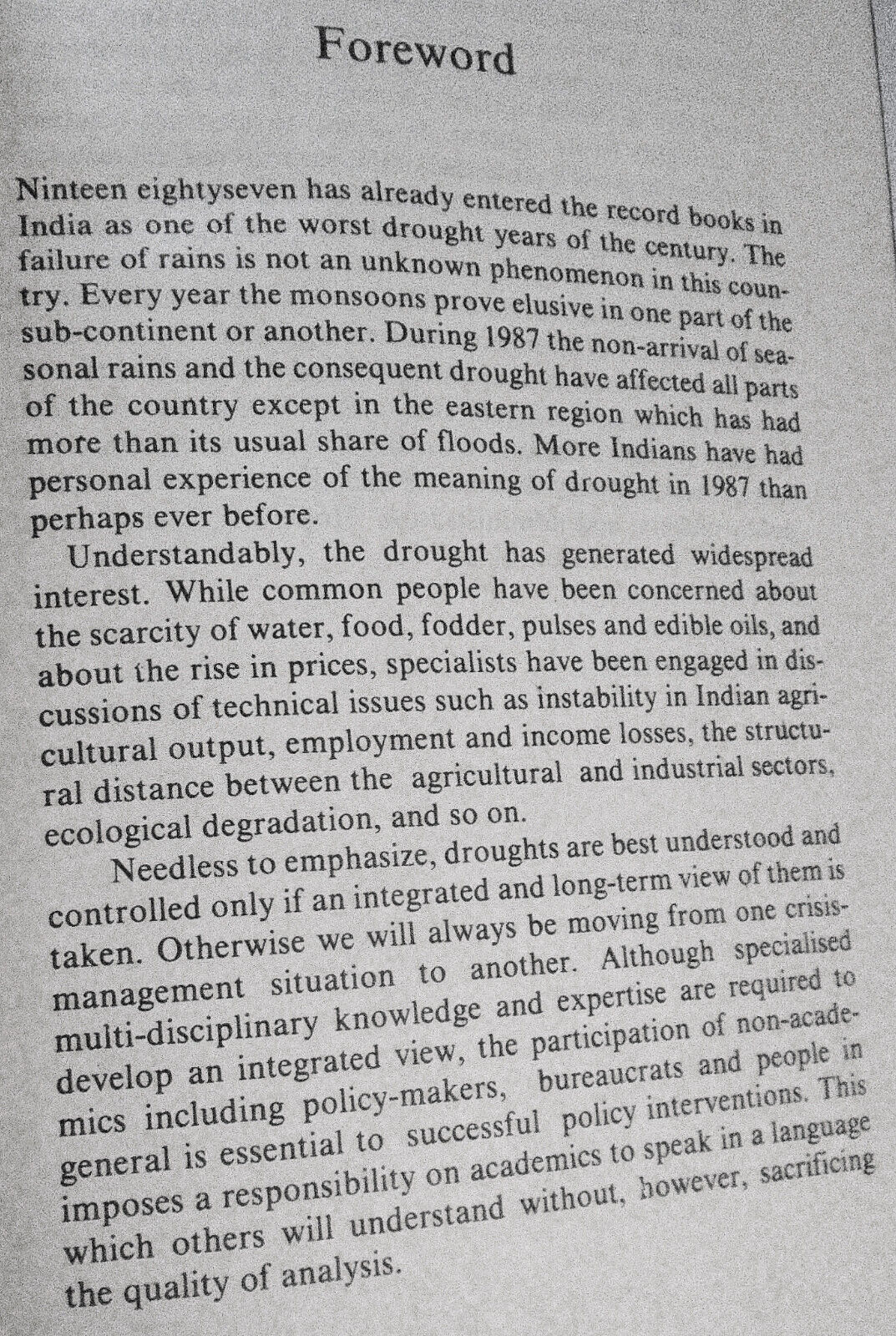 Unstable agriculture and droughts : implications ... SIGNED - C H Hanumantha Rao