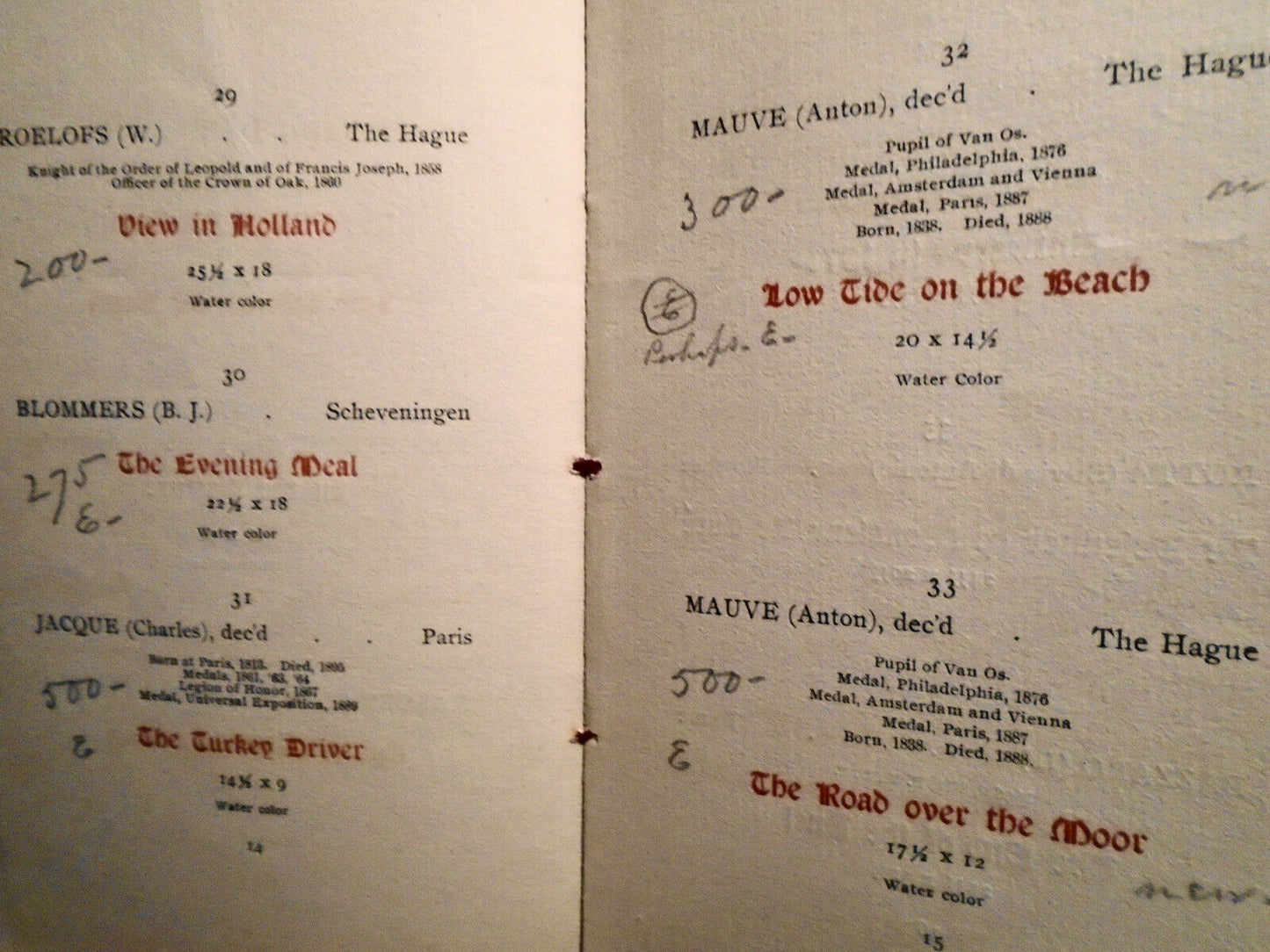 1897 Catalogue Of Modern Paintings.. Estate Of Mrs F G Crosby. 5th Ave Galleries