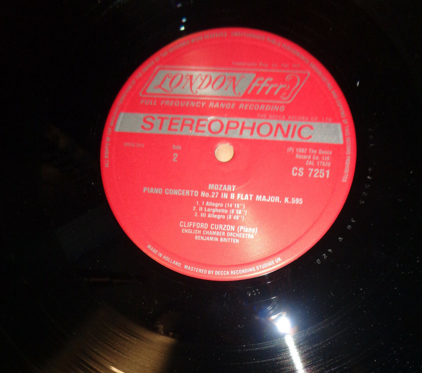 Clifford Curzon, Benjamin Britten, Mozart LP  ‎–  Piano Concertos