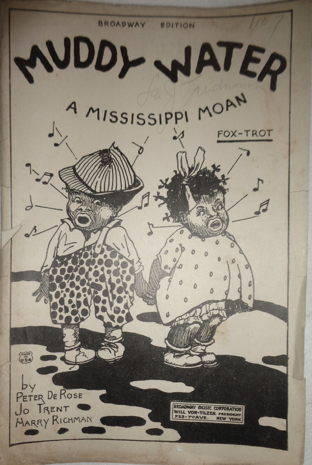 MUDDY WATER - A MISSISSIPPI MOAN, BY PETER DE ROSE, 1926, FOR ORCHESTRA