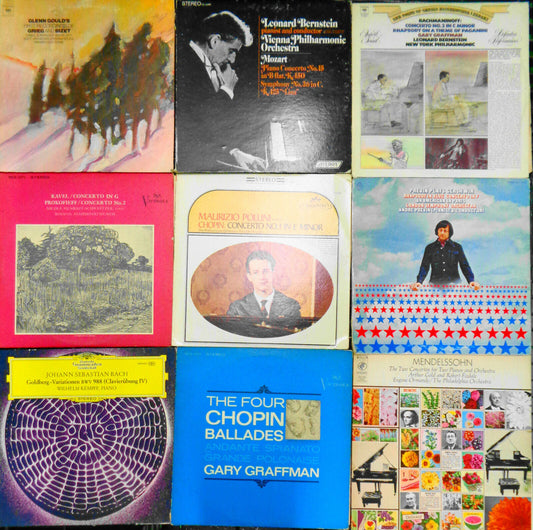 9 LP lot pianists: Gould Graffman Bernstein Pollini Previn Kempff Gold/Fizdale