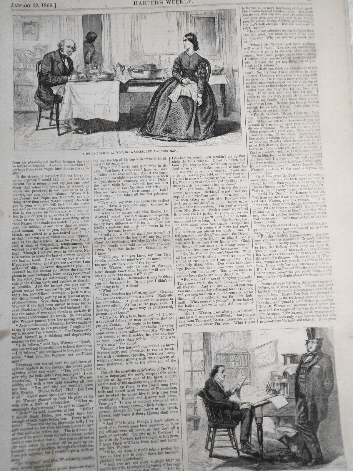 Harper's Weekly January 20, 1866 - American Beauty; Forger Ketchum; etc ORIGINAL