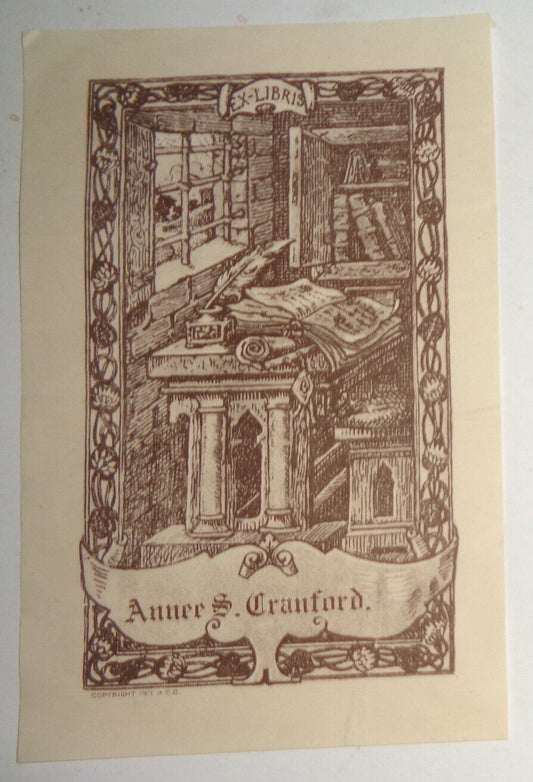 Annee S. Cranford, Ex Libris Bookplate, 1911