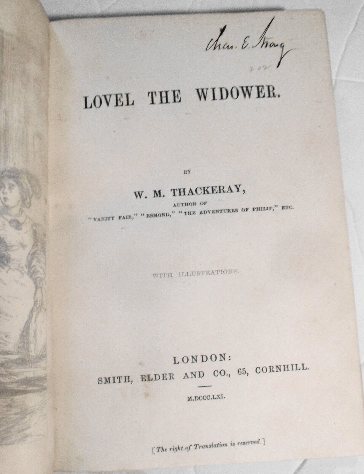 [Illustrated] Lovel the Widower, by W. M. Thackeray. 1861, London.