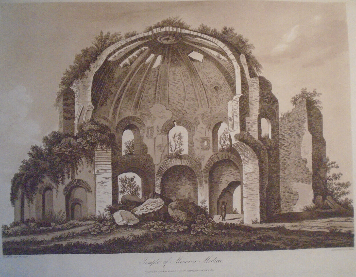 1820 Temple of Minerva, by Henry Abbott.  Aquatinted by R. Reeve. 22.5" x 16.5"