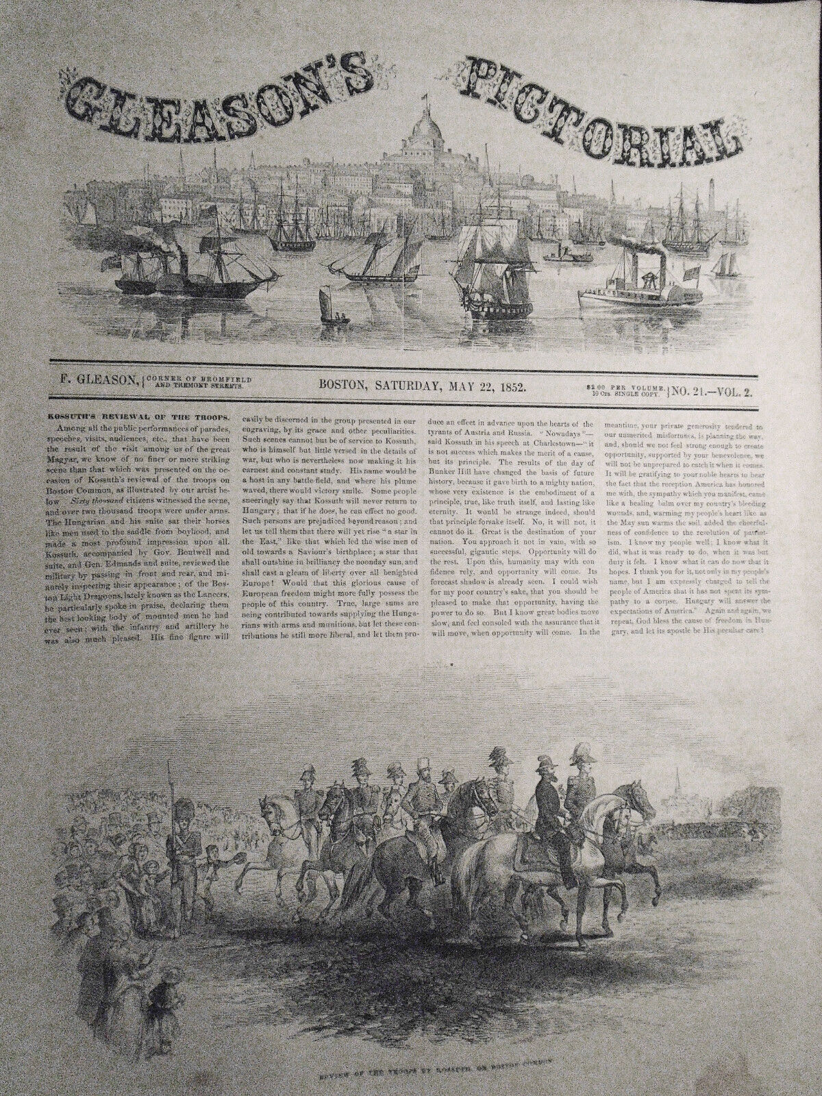 Gleason's Pictorial - Original - May 22, 1852 - 12 Dog Prints; US Army uniforms