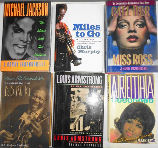 Aretha, Miles, Satchmo, B B King, Diana, Michael - lot of 6 hardcovers - 1st ed.