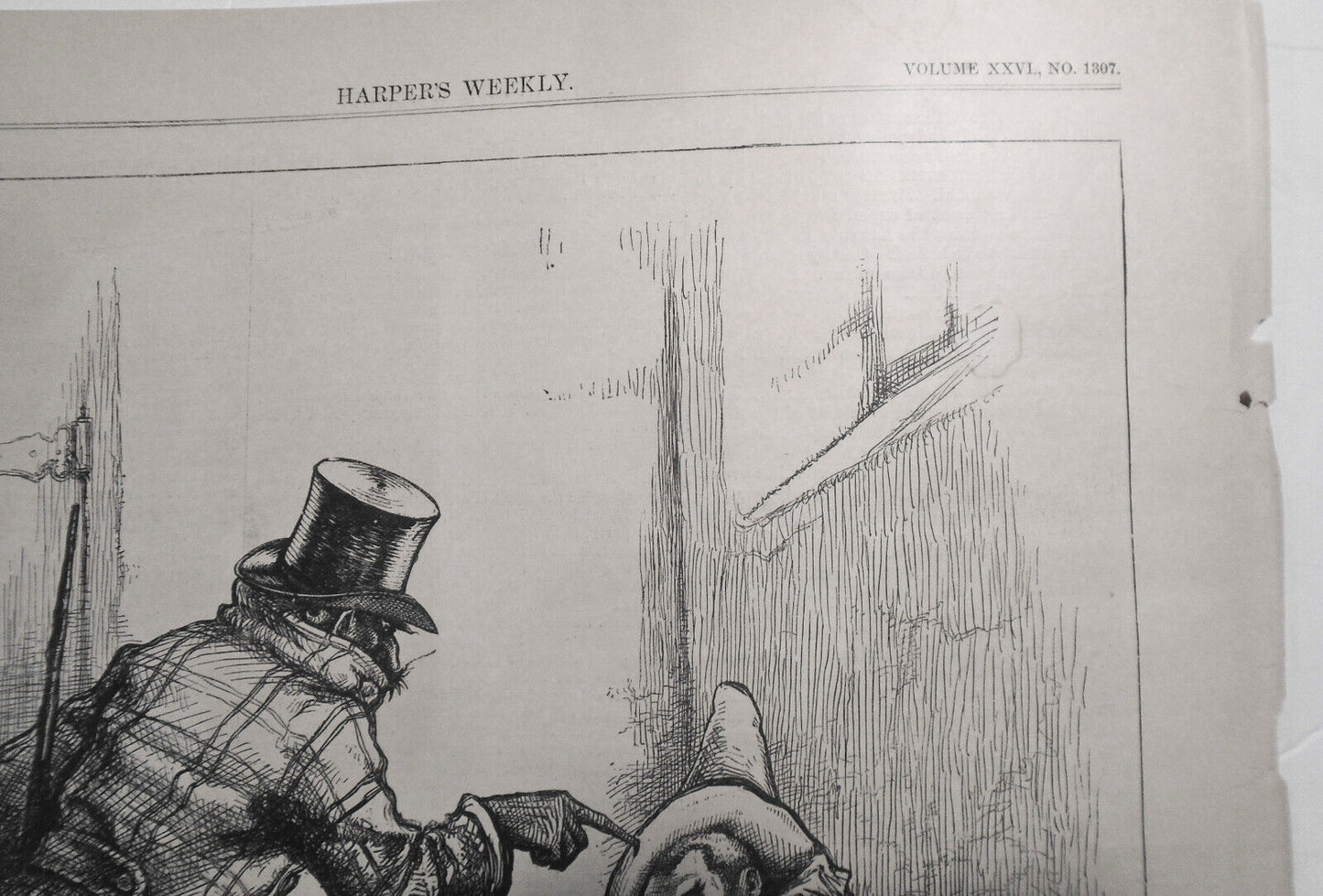 A New Year's call, by Thomas Nast. Harper's Weekly, January 7, 1882. Original