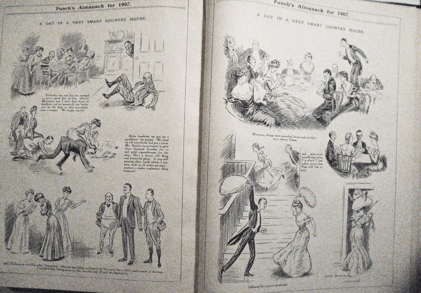 Punch Magazine, July-Dec 1907. Bound volume. With  1907 Almanac.