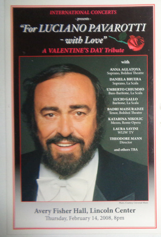 FOR LUCIANO PAVAROTTI, WITH LOVE - SOUVENIR BROCHURE - FEB 14, 2008