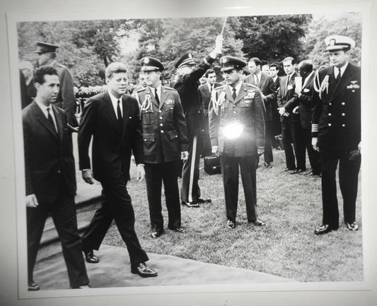 1962 President Kennedy Photo - South Lawn: greets Algerian President Ben Bella