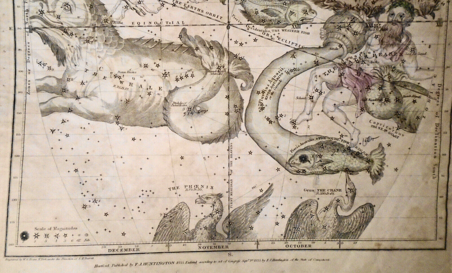 1835 1st Edition Celestial Map or Chart of October November & December -original