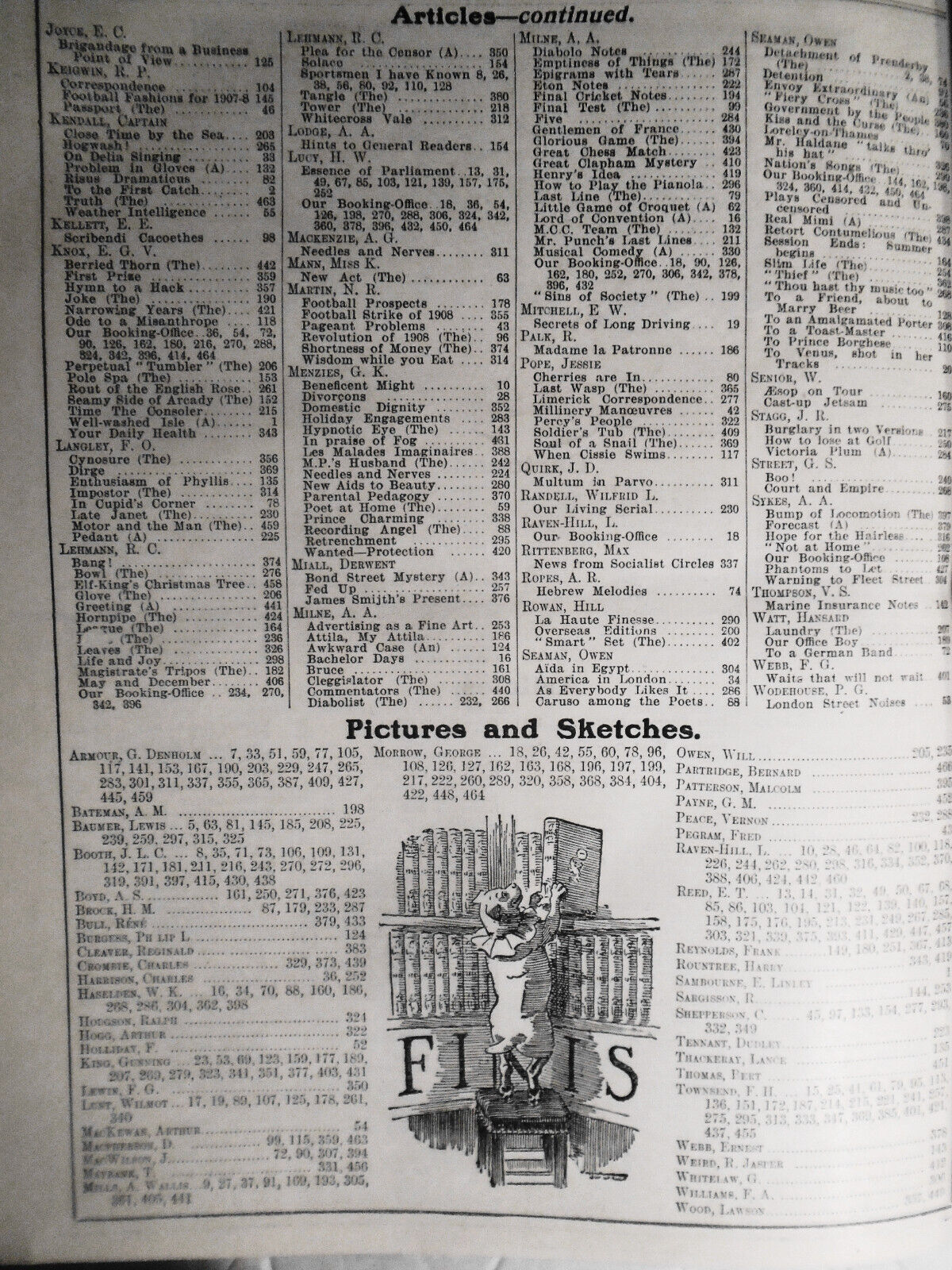 Punch Magazine, July-Dec 1907. Bound volume. With  1907 Almanac.