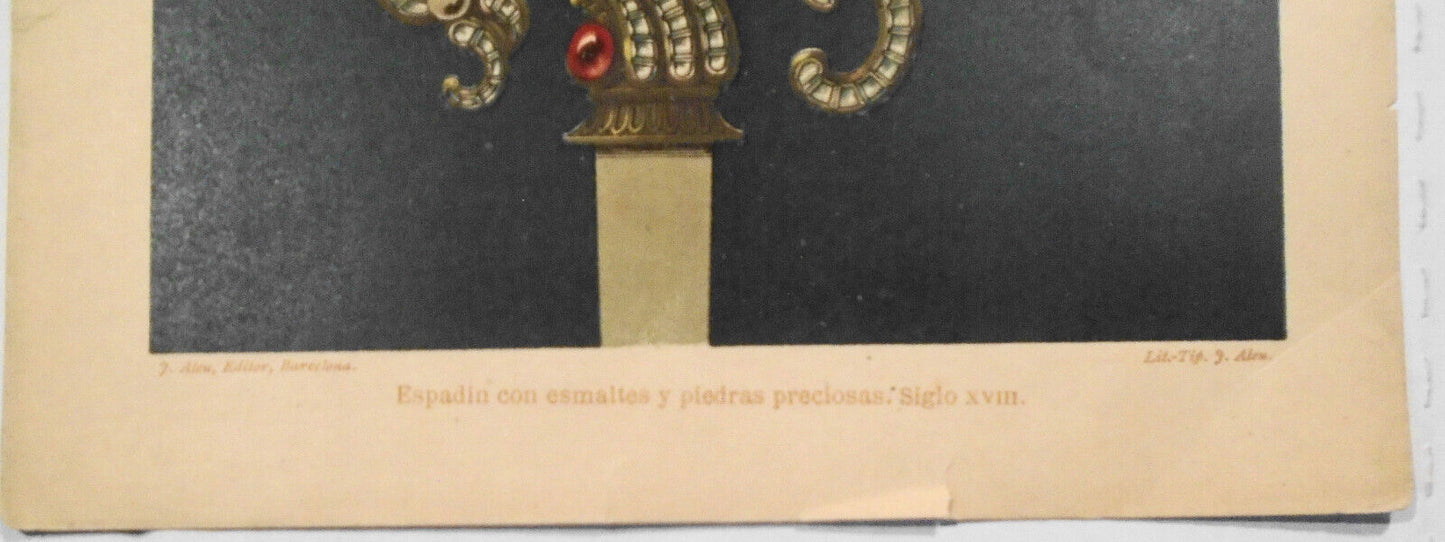 EUROPA - Espadin con esmaltes y piedras preciosas, Siglo XVIII  - ca  1890