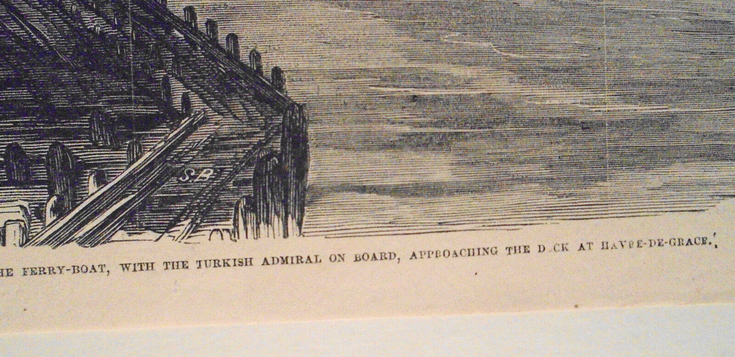 Ferryboat with Turkish admiral on board approaching Havre de Grace. 19th century