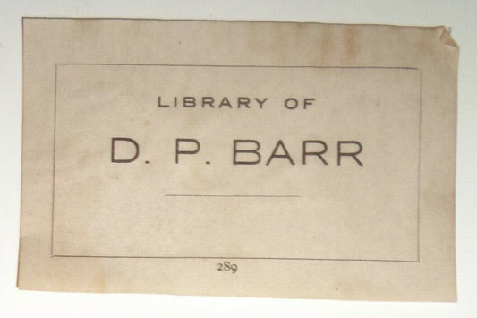 D. P. Barr miniature Ex Libris Bookplate - 19th century
