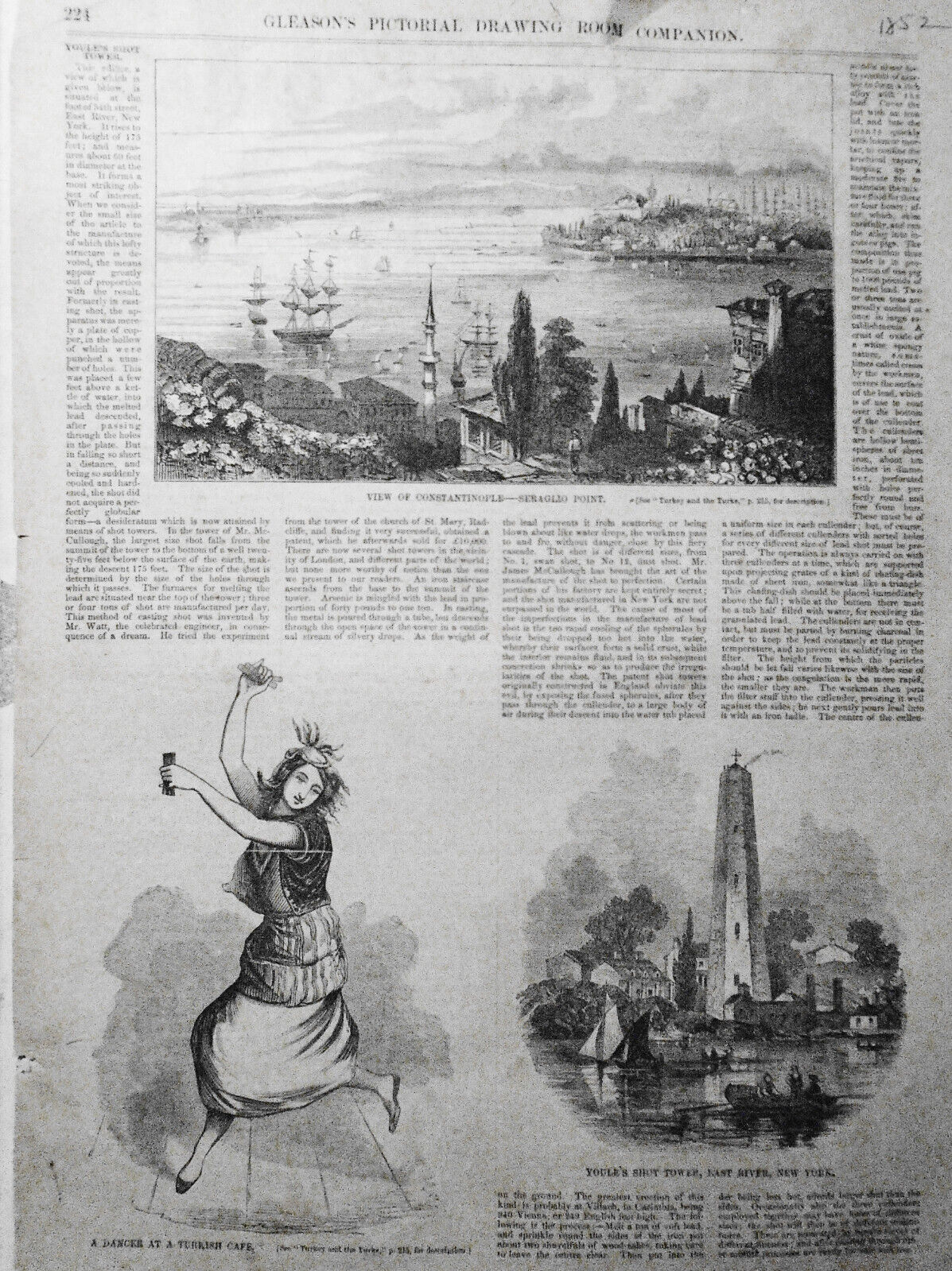 View Of Constantinople, Seraglio Point / Dancer At  Turkish Cafe -  1852