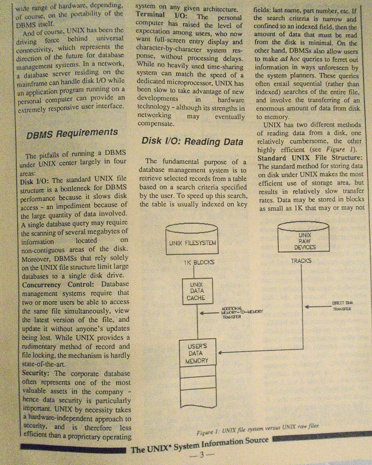 UNIQUE: The UNIX System Information Source  Dec. 1987 - DBMSs Under UNIX, etc.