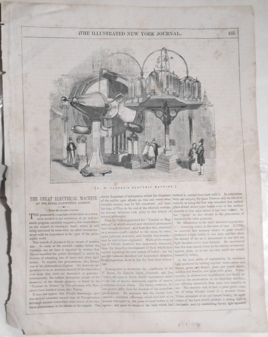 E. M. Clarke's Electric Machine - 1854 - The Illustrated New York Journal Aug 19