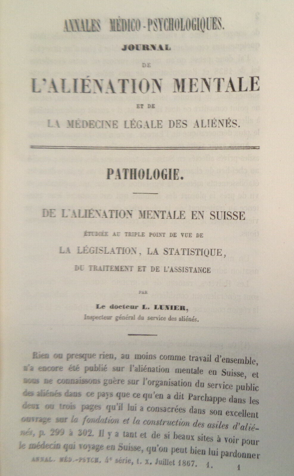 1867 ANNALES MEDICO-PSYCHOLOGIQUES. JOURNAL - L'ALIENATION MENTALE AUX NEVROSES