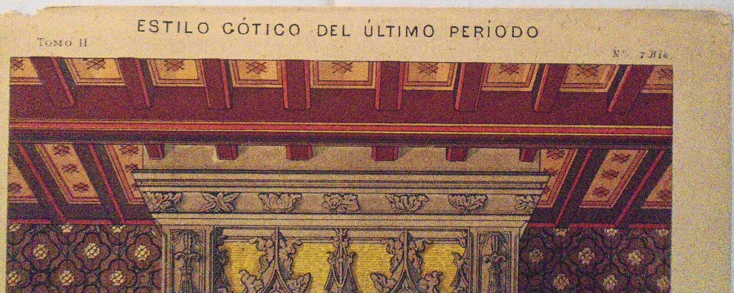 Chimenea : Estilo Gotico del Ultimo Periodo - litho ca 1890, J. Seix, Barcelona
