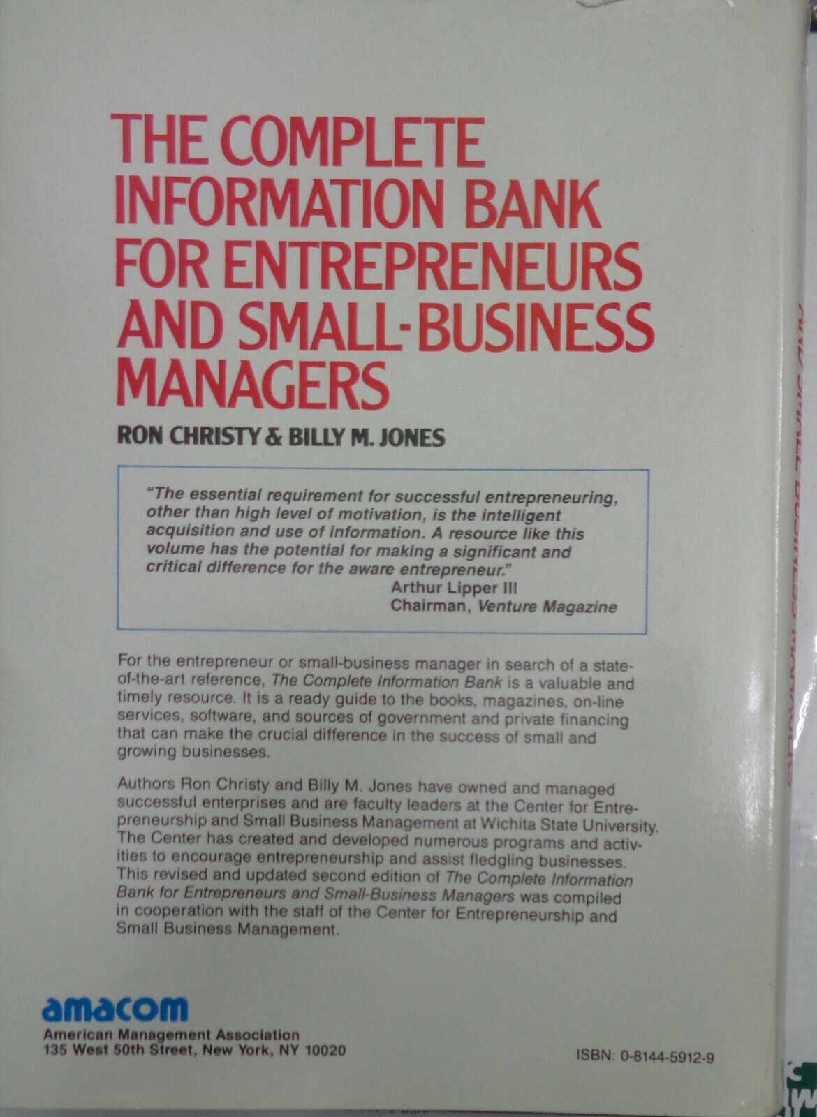 Complete Information Bank for Entrepreneurs and Small Business Managers. 2nd ed.