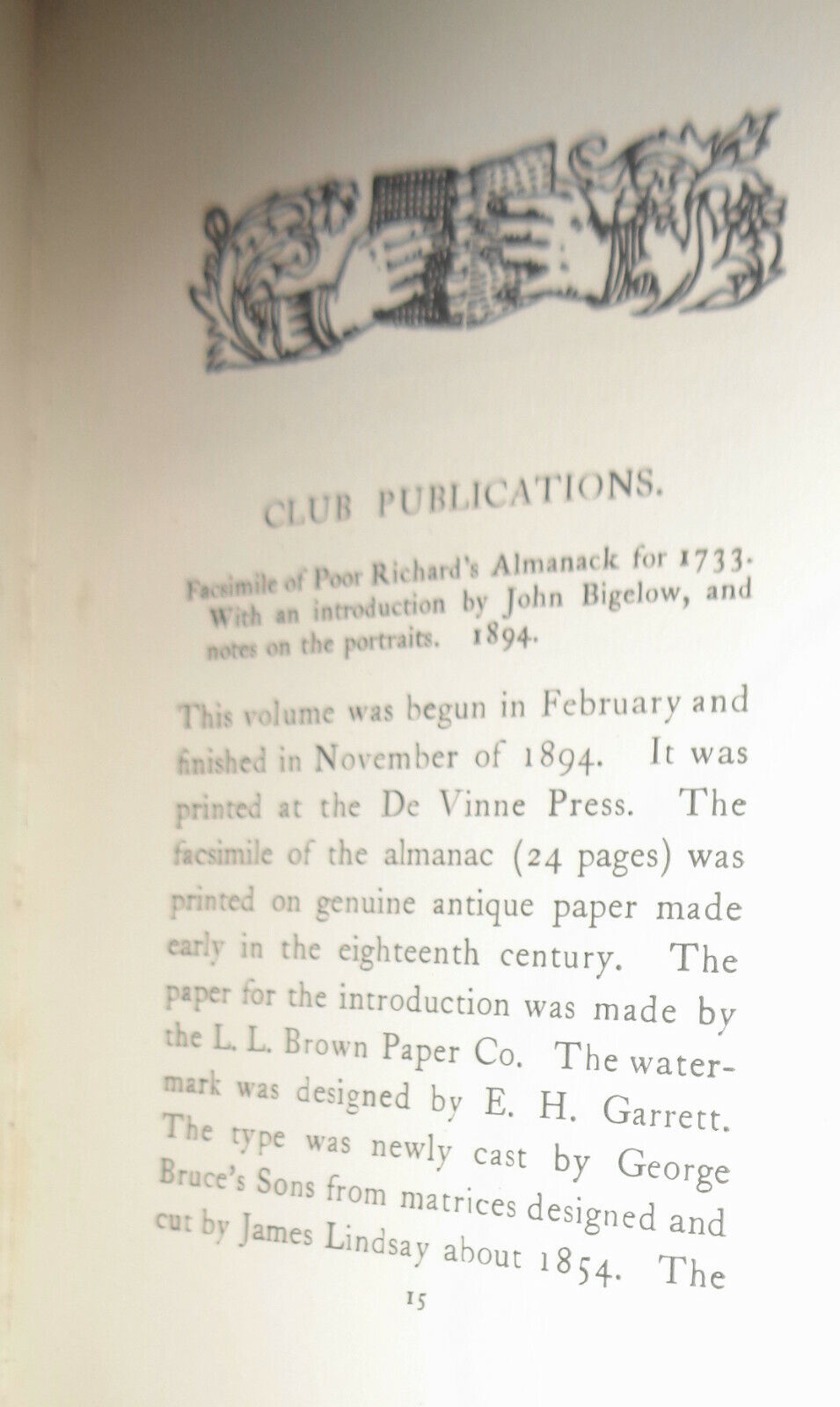 THE DUODECIMOS MANUAL FOR 1897 - Limited edition of 50 copies. De Vinne Press.