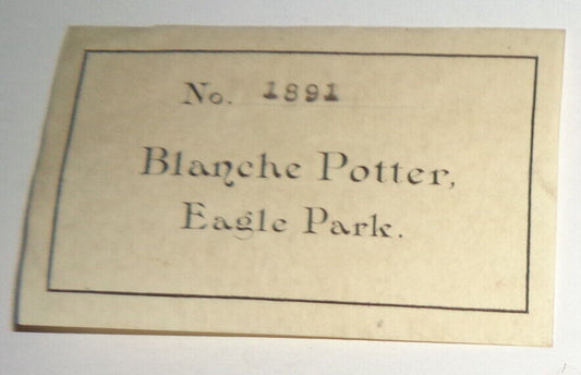 Blanche Potter, Eagle Park , small Ex Libris Bookplate - 1890's