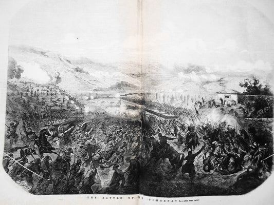The Battle of the Chernaya - Illustrated London News, 1855 - 22 x 16 in Original