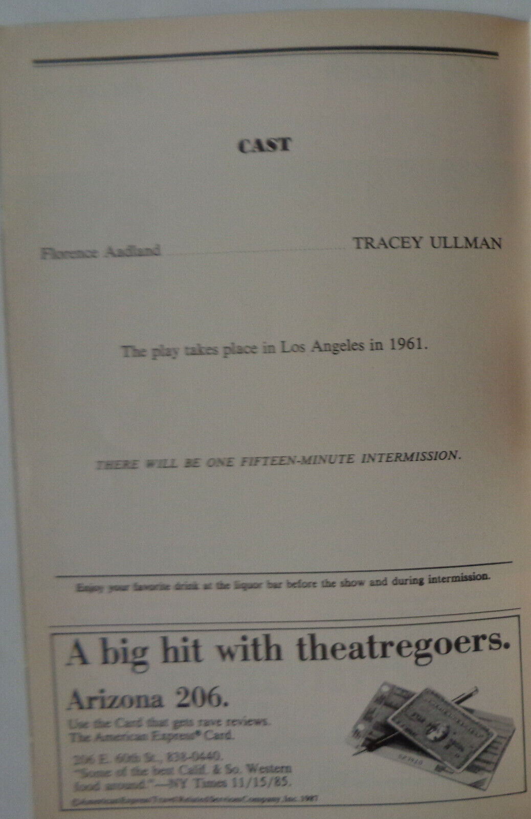 THE BIG LOVE - PLAYBILL - OPENING NIGHT MARCH 3, 1991