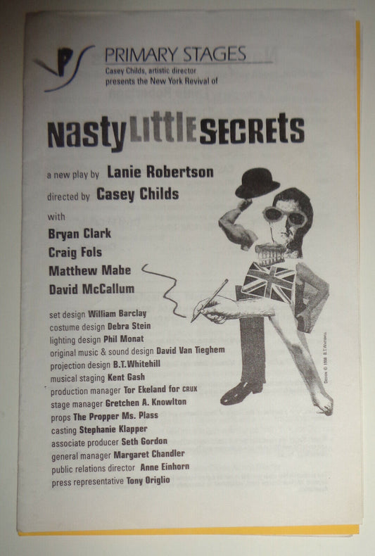 NASTY LITTLE SECRETS, by Lanie Robertson - PROGRAM - PRIMARY STAGES, NYC  1998.