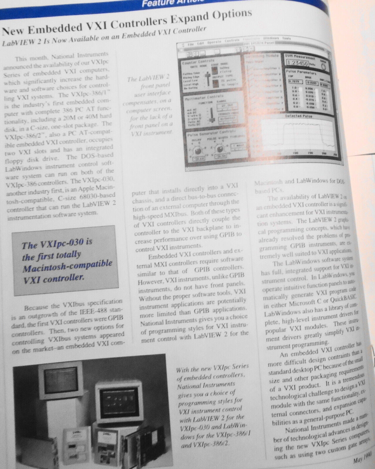 Instrumentation Newsletter, by National Instruments -  May 1990. LabVIEW 2, etc.