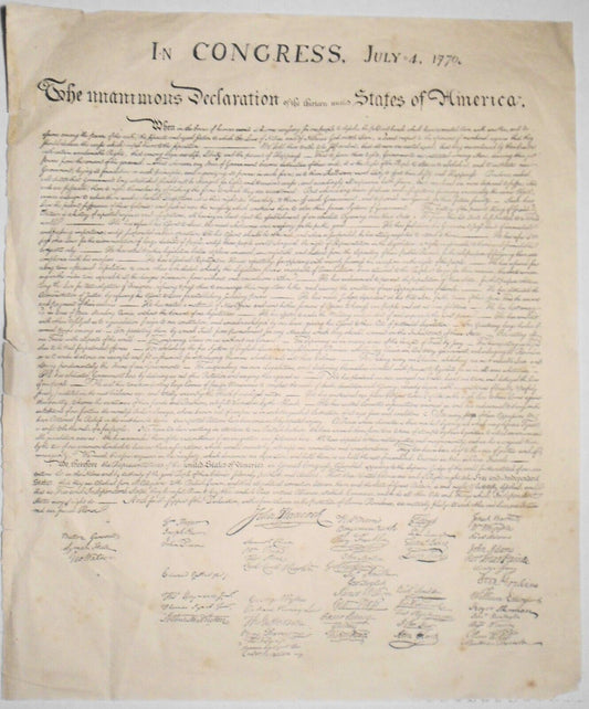 Declaration of Independence, ca. 1900. 11.75" x 9.75".