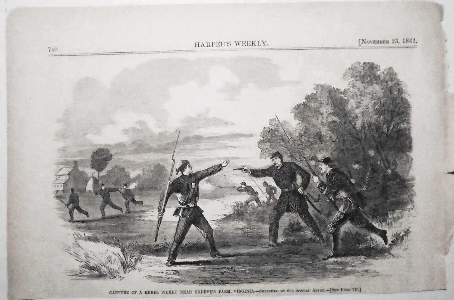 Capture Of A Rebel Picket Near Shreve's Farm, Virginia - Harper's Weekly 1861