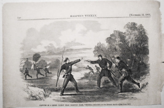 Capture Of A Rebel Picket Near Shreve's Farm, Virginia - Harper's Weekly 1861